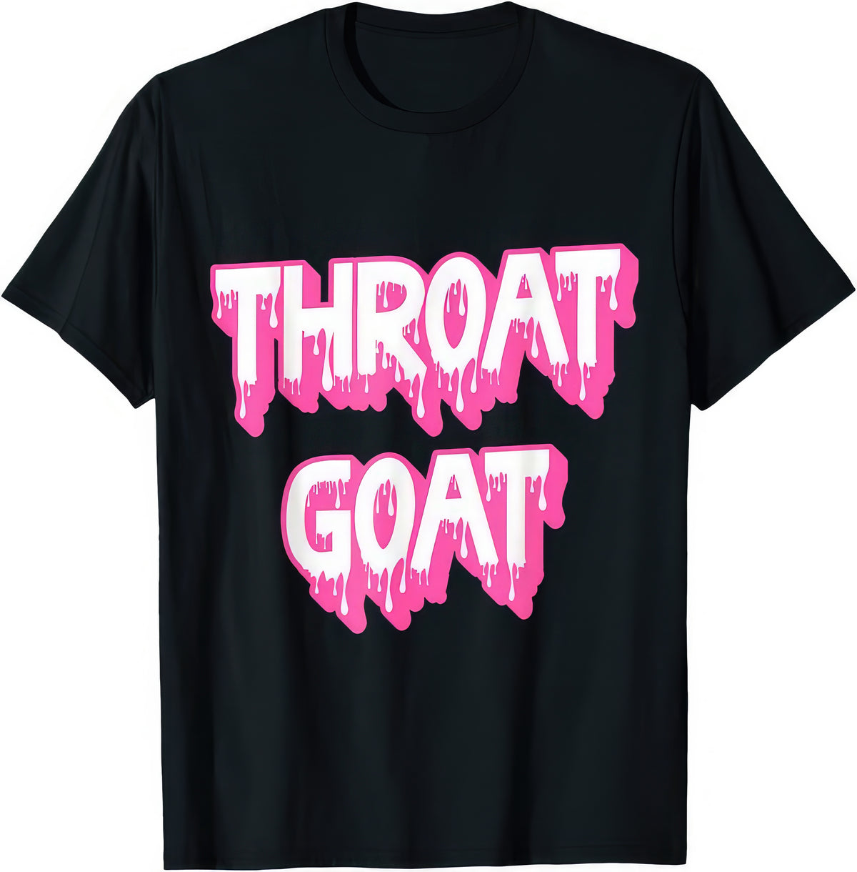 Throat Goat rude adult humour T-shirt — black tee reading THROAT GOAT